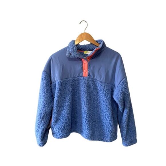 Sherpa Pullover Womens Large Hippie Rose Blue/Pink Accent - Picture 1 of 4